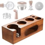 Teyearlife Walnut espresso tamping station called Coffee Tamper Station Fit 51 to 54mm Espresso Accessories The tamper holder Or organizer station Adjustable Portafilters Stand Height (7 IN One)