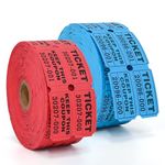 L LIKED Raffle Tickets with Consecutive Serial Numbers, 2 Rolls of 1000, 50/50 Raffle Tickets Double Roll for Events, Entry, Class Reward & Prizes (Red+Blue)