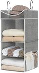 StorageWorks 3-Shelf Hanging Closet Organizer, Adjustable Hanging Closet Organizers and Storage, Gray, Canvas, 12 ¾”W x 12 ¾”D x 32”H