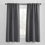 NICETOWN Blackout Kitchen Window Panels - Thick Gray Rod Pocket Living Room Blackout Curtains with Back Tab, 42-in by 63-in, Grey, Set of 2