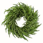 ENVEN 24" Norfolk Pine Wreath for Front Door, Real Touch Norfolk Pine Wreath Artificial Green Wreath Greenery Realistic Wreath Holiday Decoration for Home Decor