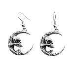 Women Earring Mother Valentine's Day Gifts Gothic Style Skeleton Moon Earrings Silver Halloween Horror Skeleton Earrings Halloween Party Jewelry Earrings For Women Weapon Front to (Silver, One Size)