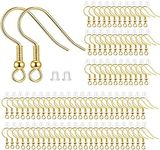 BEADNOVA Earring Hooks 300pcs Earring Kits with Rubber Earring Backs Earring Hook for Jewelry Making DIY Earring Supplies (300pcs Gold Earring Hooks and 300pcs Earring Backs, Total 600pcs)