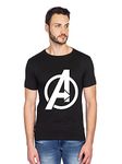 bluehaaat Men's Glow in Dark Avengers Superhero Graphics Printed Slim Fit Half Sleeve Cotton T-Shirt (Black;Small)