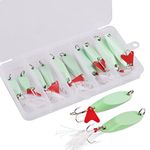 10pcs Luminous Spoons Lure Kits,JSHANMEI Fishing Lures Glow in The Dark Hard Metal Spoons Spinner Kit for Trout Pike Bass Crappie Walleye 3/16oz 1/4oz 3/8oz 1/2oz 3/4oz