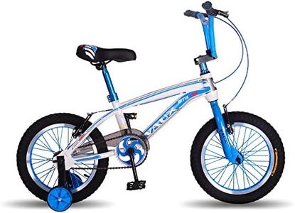 Vaux BMX-155 16inch Cycle for Kids 4 to 7 Years Age with Support Wheels, 16T Bicycle for Boys with Steel Frame, V-Brakes, Alloy Rim, Tubular Tyres (Blue)