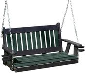 Mission Poly Lumber Wood 5FT Cupholders Porch Swing Amish Craftsmandship Made in USA HDPE with No Wood fibers 1000 lbs Limit. Stainless Steel Hardware for Patio Outdoor Backyard Garden Park