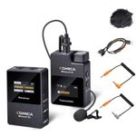 Wireless Lavalier Microphone,Comica BoomX-D1 2.4G Wireless Microphone System with 1 Transmitter and 1 Receiver,Lav Mic for Smartphone Camera Podcast Interview YouTube Facebook Live-Stream