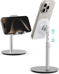 SAIJI Soporte para teléfono Celular, Soporte de Aluminio de Altura Ajustable, Compatible con iPhone, Samsung teléfono Celular, Tablet, iPad, Kindle, Pantalla de hasta 10 Pulgadas (Plata)