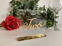 Gold Mirror Wedding Table Numbers, Freestanding Acrylic Table Decor, Party, Centerpiece Event Sign