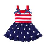 LYSMuch Toddler Baby Girls 4th of July Outfit Independence Day Dress Kids American Flag Clothes, Red White Blue, 7-8 Years