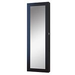 HOMCOM Mirrored Jewelry Cabinet Lockable Hanging Wall Door Mount Real Glass Mirror Black