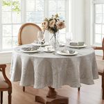 Elrene Home Fashions Caiden Elegance Damask Waterproof, Stain & Wrinkle Resistant Fabric Tablecloth, 60" x 84" Oval, Silver