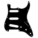 Musiclily 11 Hole SSS Strat Pickguard Scratch Plate for Fender USA/Mexican Standard Stratocaster Modern Style Electric Guitar, 3Ply Black