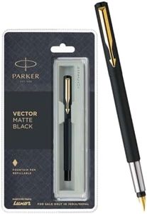 Parker Vector GT Matte Black Fountain Pen, Blue Ink Pen