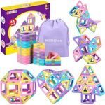 MilliGlee Magnetic Building Blocks - 48PCS Magnetic Blocks with Storage Bag Magnets for Kids Magnetic Toys Magnetic Tiles for Kids for 3 4 5 6 7 8-12 Year Old Girls Boys Toddler Toys