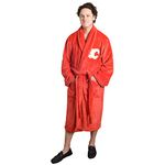 NHL Calgary Flames Men’s Fleece Robe EXPRESSIONS Luxury Plush Standard Length Comfy Lounge Bathrobe with 2 Front Pockets, Wrap Tie & Shawl Collar Design, Father's Day Gift (Official NHL Product)