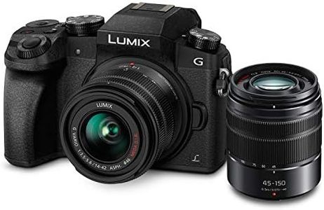 Panasonic Lumix G7 4K Digital Mirrorless Camera Bundle with Lumix G Vario 14-42mm and 45-150mm Lenses, 16MP, 3-Inch Touch LCD, DMC-G7WK (USA Black)