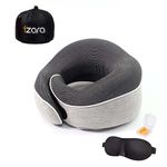 izara Travel Neck Pillow Chin Support Pillow Adjustable Pure Memory Foam, New Ergonomic Design Soft Best Full Neck Surround Pillow Sleep for Home, Airplanes & Car