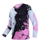 Dirt Bike Jersey for Youth, Kids Mountain Bicycle Shirt Long Sleeve for Motorcycle Motocross Bmx Moto Mx Offroad Racing, Pink, Small