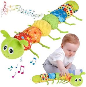 CYZAM Baby Sensory Toy Stuffed Animal Activity Soft Toys with Multi-Sensory Crinkle, Rattle and Textures, Infant Toy for Tummy Time Newborn 0-3-6-12 Months Boys Girls, Caterpillar