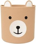 Saiiwnn Baby Laundry Basket, Bear Basket, Baby Shower Baskets, Bear Gift Baskets for Kids, Nursery, Toy Storage, Cotton Rope Hamper with Handles (Light Brown, 13" D x 15" H)