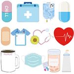 JHGCVX 12 Pieces Funny Nurse Sticky Notes Set,Blue Style Nursing Student Stationary Self-Stick Sticky Notes for School Hospital Nurse Memorandum Supplies