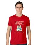 POP GENIC Graphic Printed Cat Funny Quotes Slogan 100% Cotton Regular Fit Unisex T-Shirt for Men & Women PG105 Red