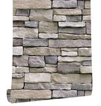 myforHD Stone Brick Wallpaper Peel and Stick 3D Effect Blocks Vintage Brick Faux Textured Self-Adhesive Wallpaper Kitchen Cabinets Backsplash Fireplace Laundry Room Accent Wall Decor