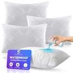 Sunshine Comforts Quilted Waterproof Pillow Protectors 4 Pack | Ultra Luxe Zipped Pillow Covers, Soft, Breathable & Hypoallergenic Pillowcase Protectors, White (50 X 75CM)