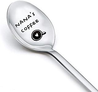 Mothers Day Nana Gifts from Grandkids Grandma Coffee Spoon Engraved Birthday Gifts for Granny Grandmother Nanna Espresso Spoons Coffee Lover Gifts