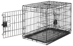 Amazon Basics Foldable Metal Wire Dog Crate with Tray, Double Door, 30 Inch, Black