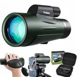 12x50 Monocular Telescope for Adults High Powered, Low Light Larger Vision BAK4 Prism & SMC Lens, Frog & Waterproof Hiking Hunting Gear Gifts for Men, Green