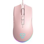 MOTOSPEED V70 USB Wired Gaming Mouse,DPI 6400 ZEUS6400 Optical Sensor,Chorma RGB Backlit,7 Programmable Buttons，Ergonomic PC Gaming Mouse for Laptop, PC, Mac(Pink)