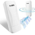 Outdoor Point to Point Wireless Bridge, KuWFi 2.4G 2-Pack 300Mbps Wireless Access Point Outdoor, Ethernet Bridge 24V PoE, Long Range WiFi Extender Supports 1-2KM Distance for PTP, PTMP,2 RJ45 LAN