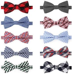 Segarty Dog Bow Tie, 10 PCS Bowties Dog Collar Bulk Holiday Cat Collar Grooming Bows for Pet Puppy Photography Festival Party Neck Wear Gift, Cute and Plaid Patterned