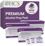 HCS Bulk Large Alcohol Prep Pads - 70% Isopropyl Alcohol Wipes, Individually Wrapped - 2 ply, Textured - Skin Prep Alcohol Swabs - Sterile Alcohol Pads (1000/Case, Large)