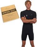 Ho Stevie! Men’s Short Sleeve Short Leg Surfing Springsuit - Chest Zip Spring Suit - Warm Superstretch 2mm Neoprene w/GBS Seams (Black 2mm, M (Medium))