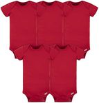 Gerber unisex-baby 5-pack Solid Onesies Bodysuits, Red, 0-3 Months