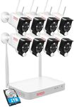 (Floodlight+2 Way Audio) Tonton 10CH CCTV Camera System Wireless Outdoor,10CH 5MP NVR with 8x3MP IP Camera, PIR Motion Detection, Colour Night Vision, 1TB Hard Drive, P2P Remote View, Work with Alexa