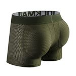 JOCKMAIL Men's Boxers Underwear Boxer Shorts Breathable Men's Padded Underwear Boxer Shorts, Army Green, M