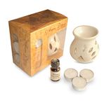 Pure Source India Ceramic Aroma Burner 10 ML Relaxing Aroma Oil with 4 Tea Light Candle