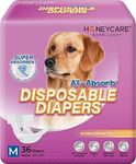 HONEY CARE All-Absorb Disposable Female Dog Diapers M Size, Improved Bigger Size, 36 Count, Super Absorbent, Breathable, Wetness Indicator