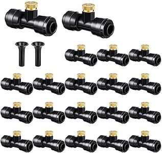 Wexecon Brass & Black Misting Nozzles Kit - 40pcs Mister Nozzles & Tees with 2pcs Plugs for Outdoor Patio System