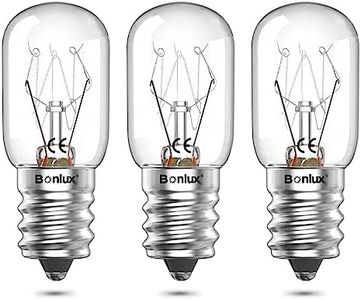 Bonlux Salt Lamp Light Bulb, E14 25W Oven Light Bulb, 300℃ Heat Resistant Light Bulb Dimmable Pygmy Bulb for Wax Melt Burners Electric, Fridge Bulb, Microwave Bulb, AC220V-240V, 3 Packs