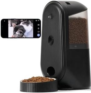 FUKUMARU Comedero Automático para Gatos, 2 en 1 Comedero Automático para Mascotas con Cámara y Audio, Comidas DIY y Control Temporizado WiFi Dispensador de Comida para Gatos, Apto para Gato y Perro