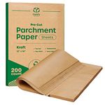 [12 x 16 Inch - 200 Count] Precut Baking Parchment Paper Sheets Unbleached Non-Stick Sheets for Baking & Cooking - Kraft