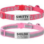 TagME Breakaway Cat Collars with Name Tag, Personalized Reflective Kitten Collar with Bell for Girls & Boys, 2 Pack