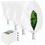 Homimp Frost Protection for Plants,4 Pack of Plant Covers (23.6" x 31.5" Inch) Warm Plant Protection Cover Bags for Winter Frost Cold Weather Shrubs & Trees Jacket Covers (White)