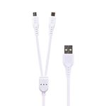 ERD UC 280, 5V-2Amp, Multi 2IN1 USB 2.0 Sync, Fast Charging 1mtr. Long Cable, USB-A to Micro USB, Type C Data Cable, Universal Compatible with Smartphones, Headphones, MP3 Players, Tablets, White